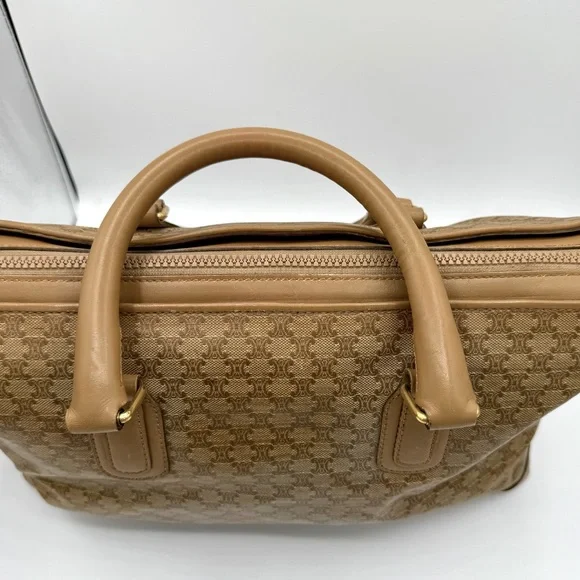 Celine Vintage Macadam Boston Bag Coated Canvas Leather Very Good Condition - Picture 11 of 16